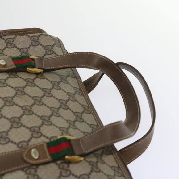 GUCCI GG Supreme Web Sherry Line Hand Bag 2way Beige Red 41 02 039 Auth 64239 - Picture 14 of 16